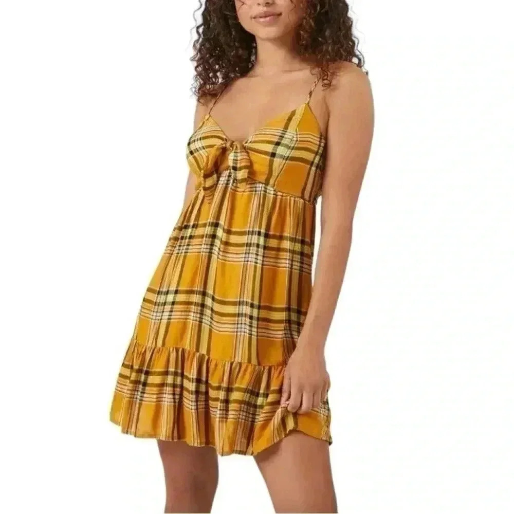 Trixxi Plaid Babydoll Mini Dress